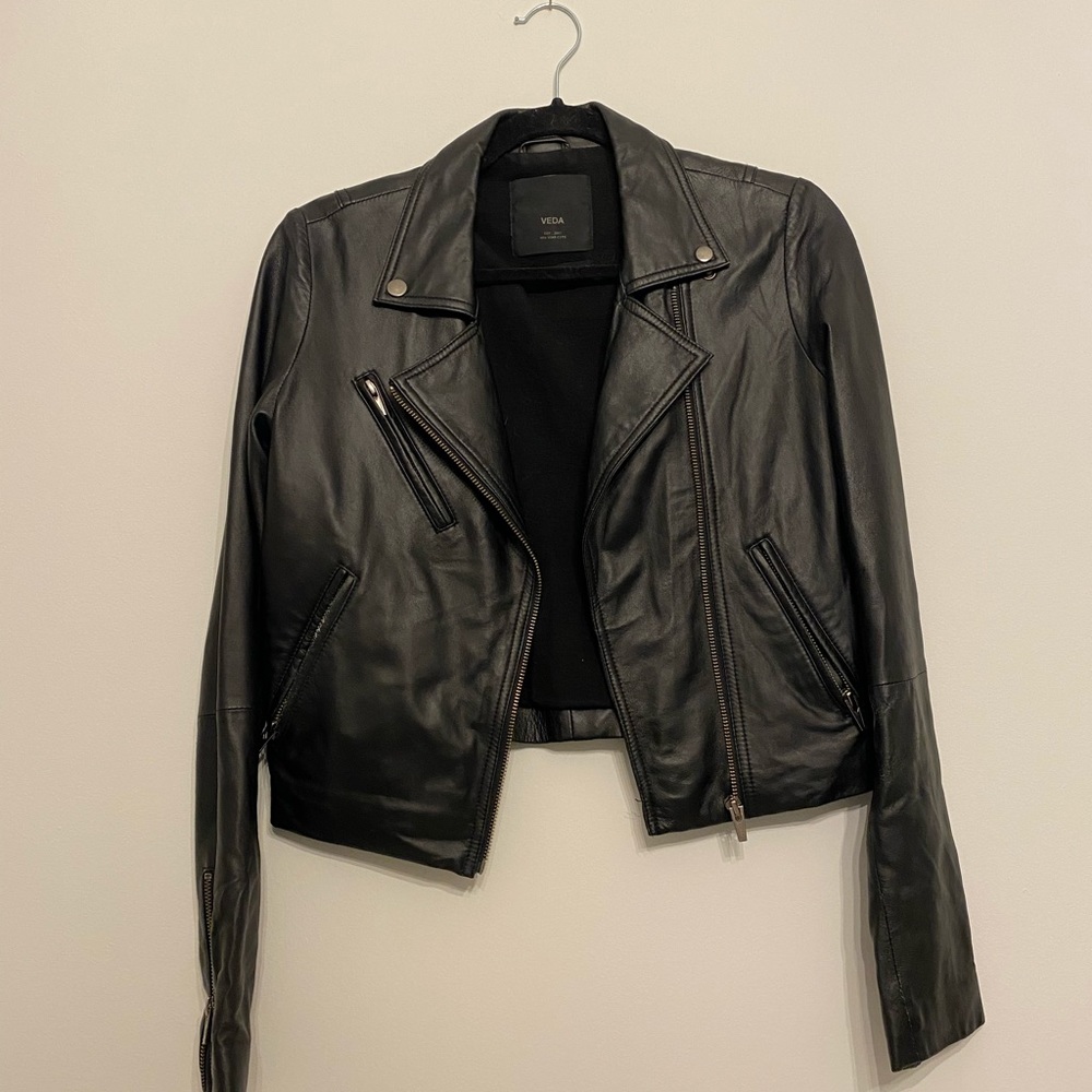 VEDA NYC real leather moto jacket